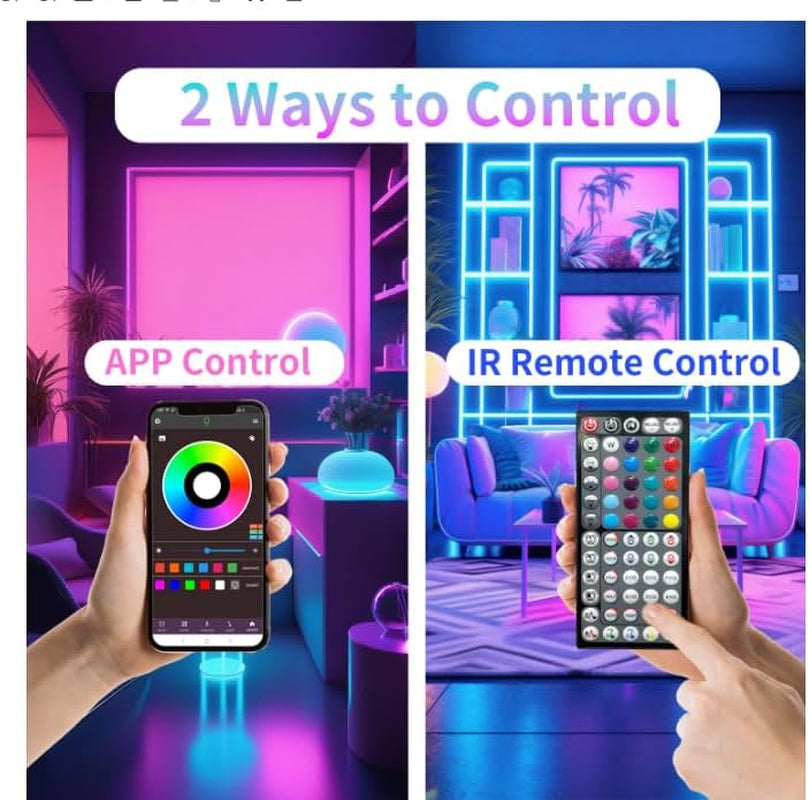 Led Lights for Bedroom 50Ft (1 Roll), Color Changing RGB Led Strip Lights with 6