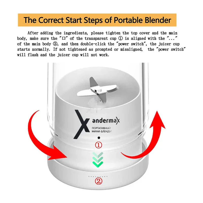 Mini Portable Blender Electric Juicer Fruit Mixers Fruit Extractors Smoothies Mixer Multifunctional Juice Maker Machine Blender