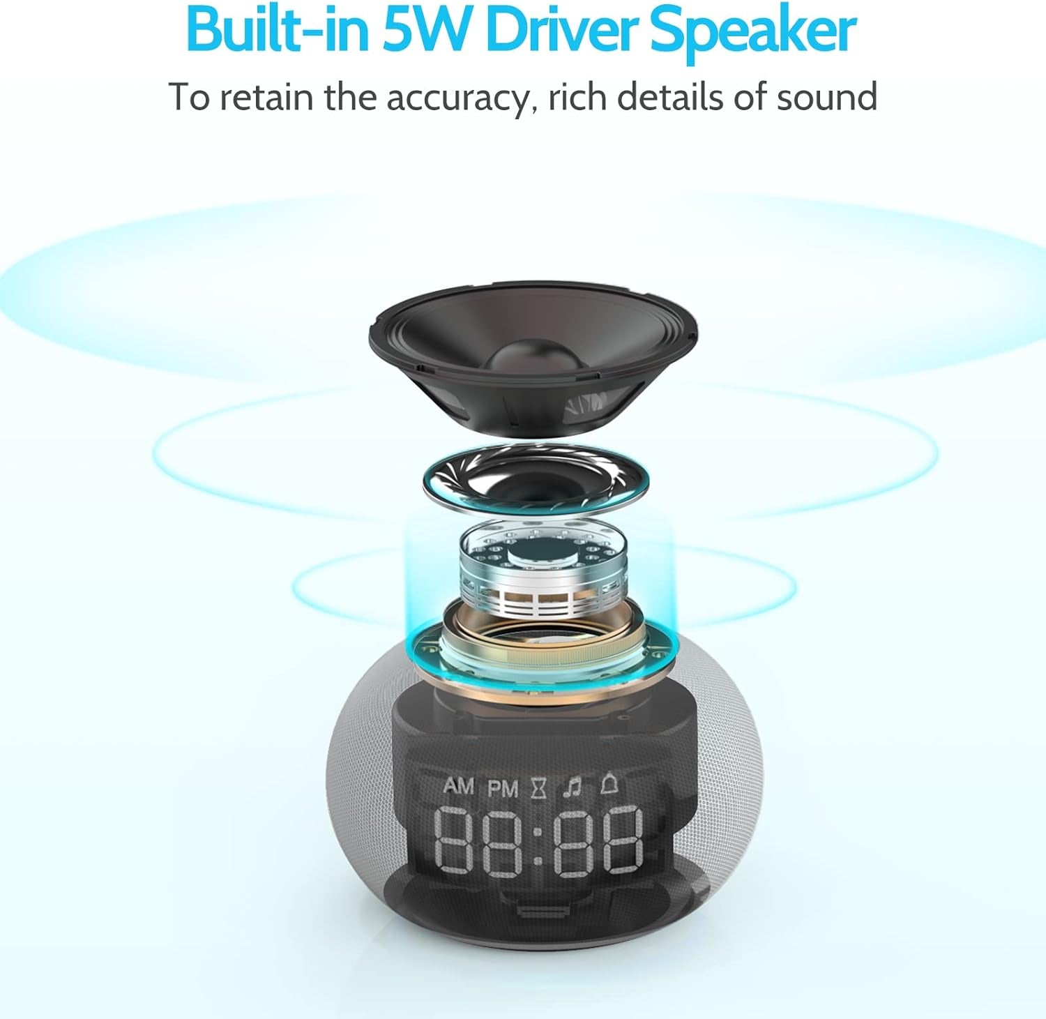 Auto-Dimmable Sound Machine Alarm Clock with Night Light, 20 Soothing Sounds, LED Digital Display, Sleep Timer, Precise Volume Control, White Noise Soother for Baby, Adults, Bedrooms