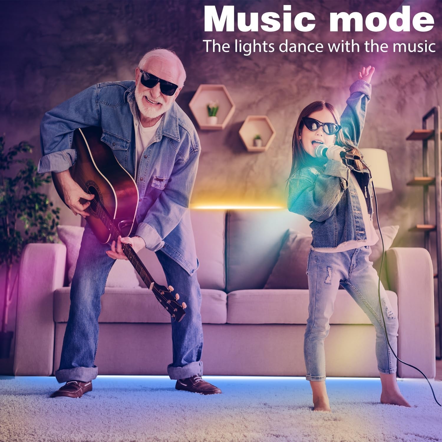 Led Lights for Bedroom 50Ft (1 Roll), Color Changing RGB Led Strip Lights with 6