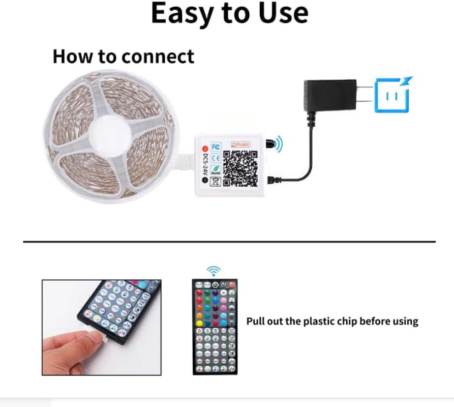 Led Lights for Bedroom 50Ft (1 Roll), Color Changing RGB Led Strip Lights with 6